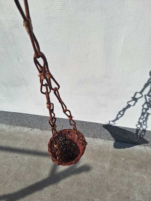 Koszyk wiklinowy wiklina kosz kwiaty wisząca doniczka osłonka ciemna