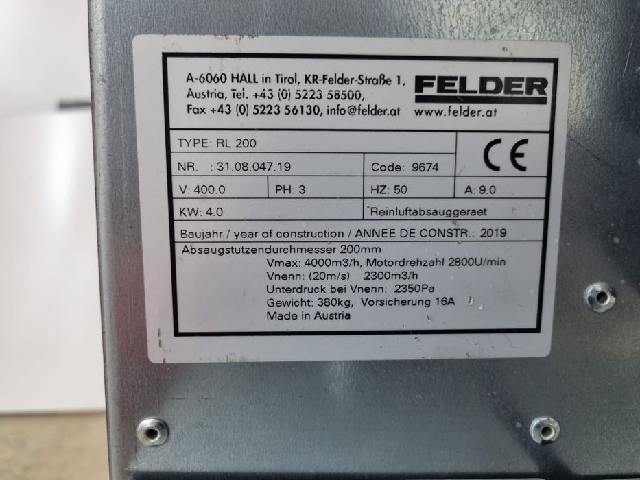 felder rl200 rl250 odciąg trocin odpylarka