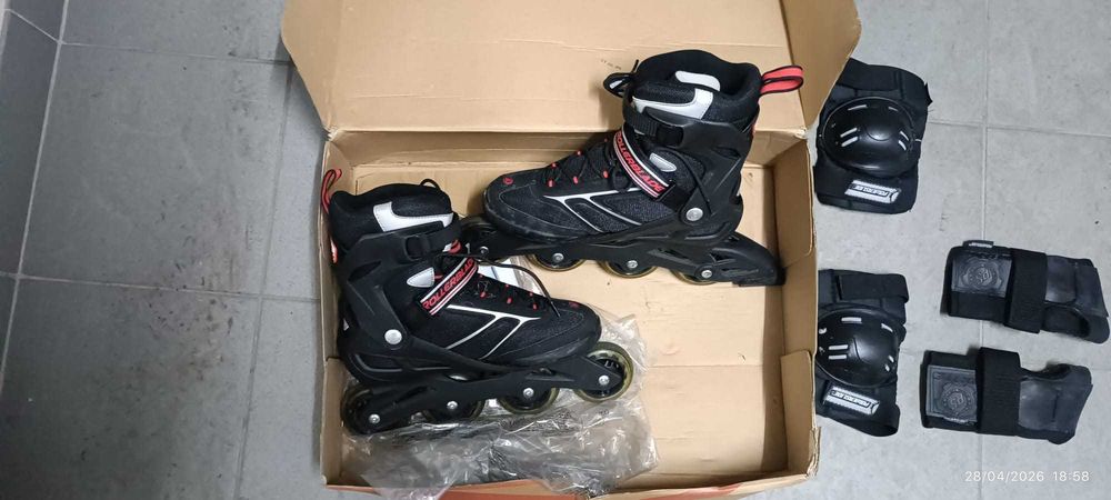 Patins em linha Rollerblade e protecções