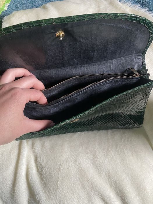 Зелена Сумка клатч шкіра зміі