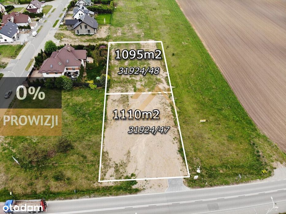Przestronne działki budowlane 1095–1110m²–Zastawie
