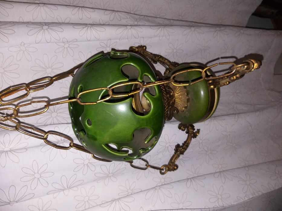 Dois candeeiros vintage latao e louça