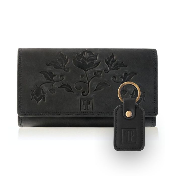 zestaw upominkowy dla kobiet zup-97-bl portfel skórzany t-05-bl brelok