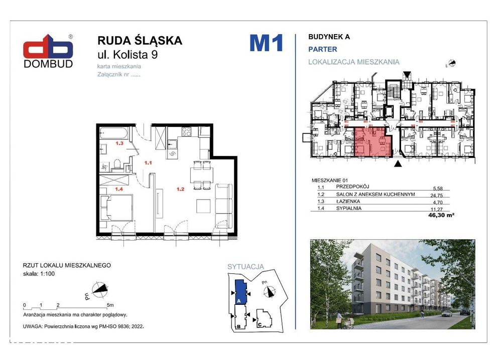 Ruda Śląska, ul.Kolista, pow. 46 m² - Widok 2