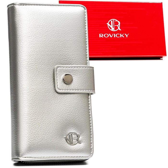 duży, klasyczny portfel damski ze skóry ekologicznej - rovicky