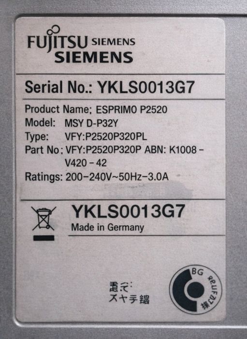 Komputer + monitor | Windows 10 PRO | Fujitsu Siemens | 5 SZT.