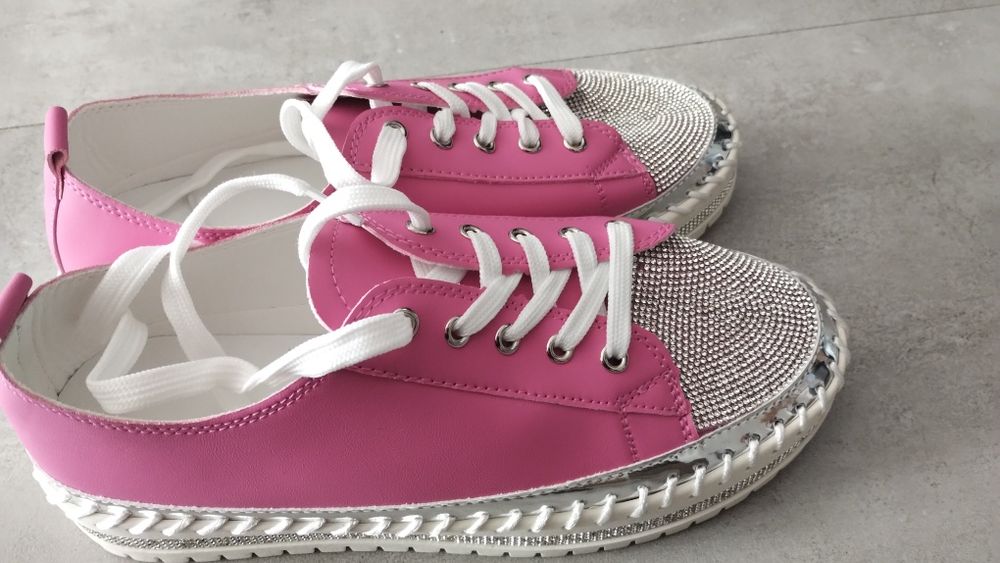 Trampki damskie fuksja kryształki