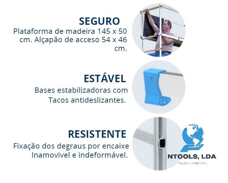 Andaime AlturaTrab 4.40Mt Exterior/Interior Alumínio Fácil Montagem