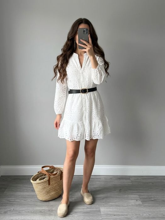 Biała azurowa sukienka 34