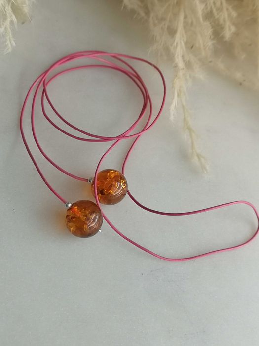 naszyjnik szalik z bursztynem