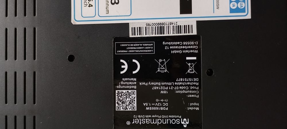 Przenośne DVD 16 cali DVB-T Soundmaster PDB 1600SW