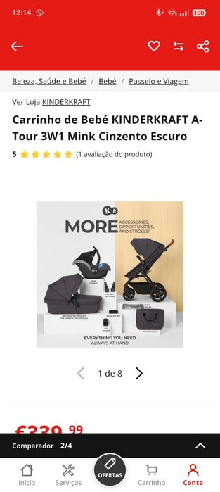 Carrinho bebé 3 em 1 kinderkraft