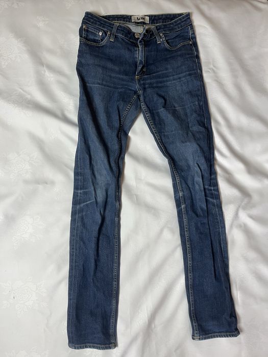 Jeansy granatowe Acne Studios Flex Wet Blue rurki skinny denim W28 L32 vintage
