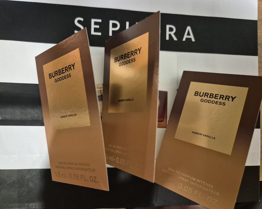 3 sztuki! Nowość 2026 z Sephora! BURBERRY Goddess Amber Vanilla EDP 3 x 1,5 ml zapach waniliowy orientalny