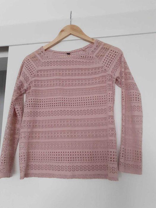 Ażurowa bluzka - pudrowy róż