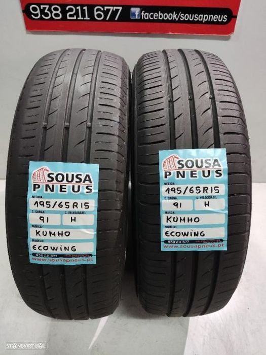 2 pneus semi novos 195-65r15 kumho - oferta dos portes