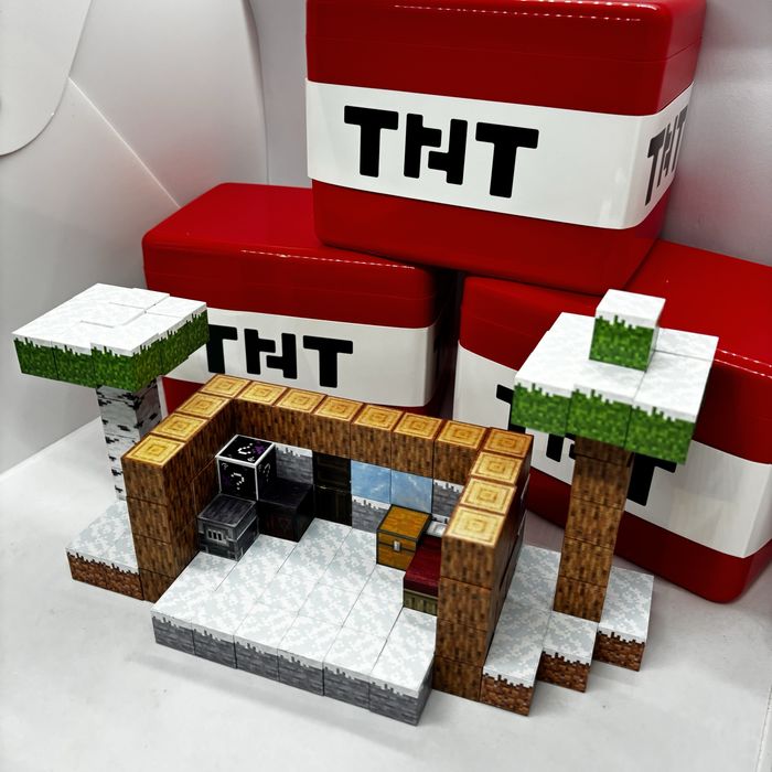 128шт+4 Набір Конструктор магнітний майнкрафт подарунковий бокс тнт