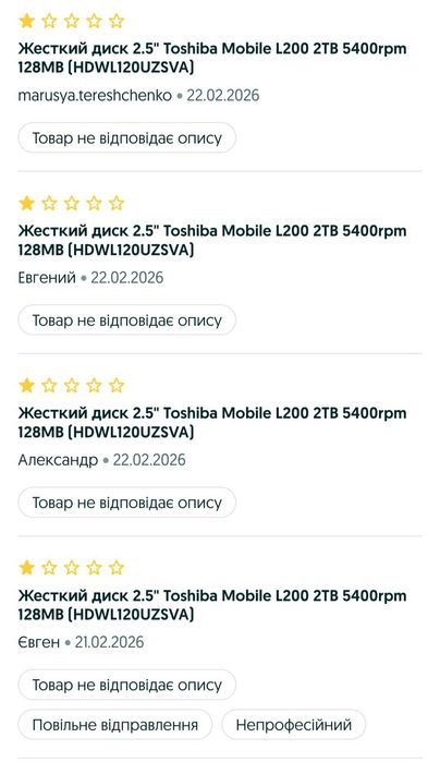 Жесткий диск 2.5" Toshiba Mobile L200 2TB 5400rpm 128MB (HDWL120UZSVA)