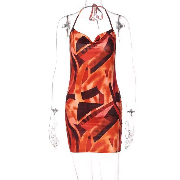 Vestido de menina justo, sexy, com decote halter, casual e elegante, ideal para o verão, com cintura subida e perfeito para a praia.