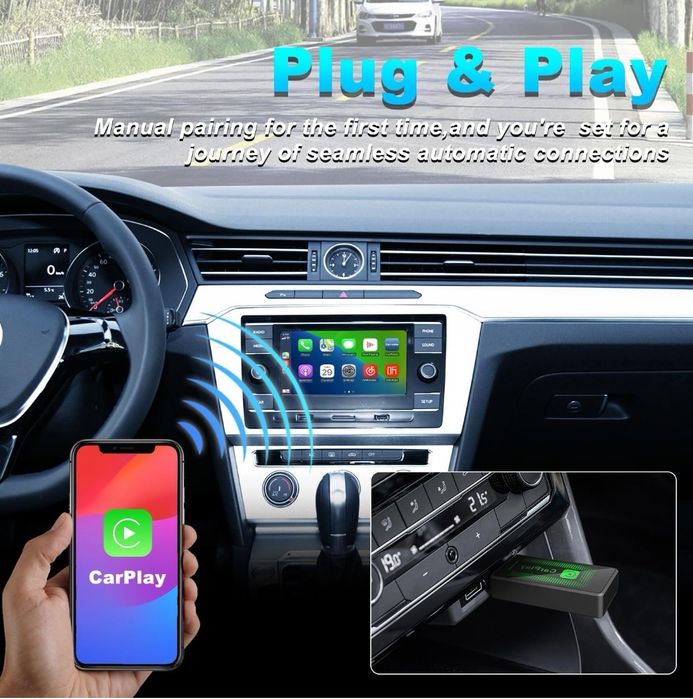 Bezprzewodowy adapter Carplay Lyssiefeel do iPhone'a, aktualizacja 23