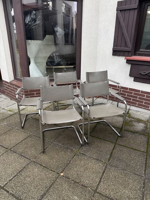 *rezerwacja*Bauhaus krzeslo Mart Stam S34 skóra ciepły szary