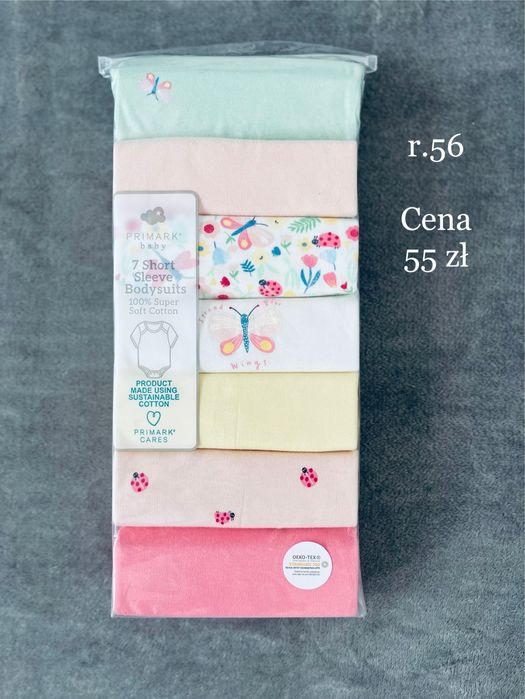 Body dla dziewczynki 7-pak, rozm 56 Primark