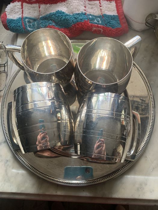 Пивнае кружки . Посеребрение . Латунные посеребренные пивные коужки.