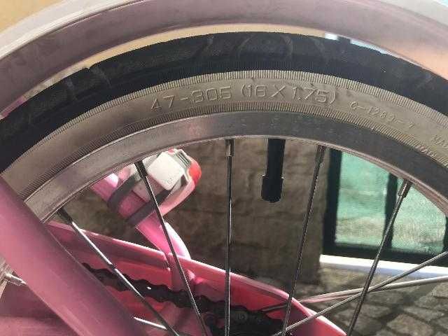 Bicicleta rosa 14 Polegadas capacete