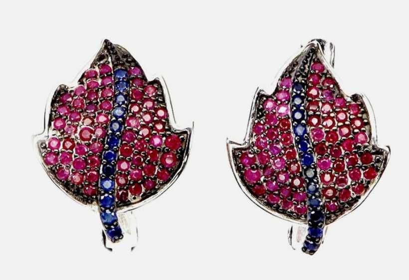 Серьги с натуральными Рубинами и Сапфирами