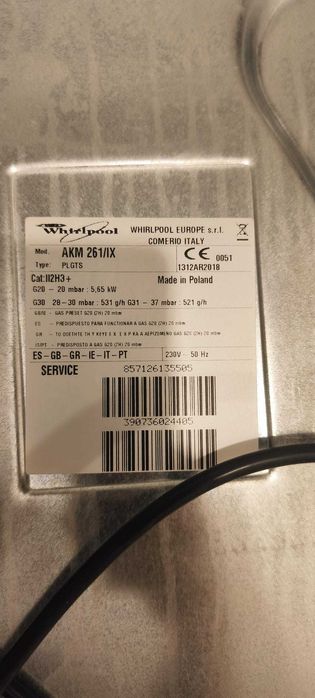 Whirlpool placa de fogão a gás/elétrica akm 261/ix