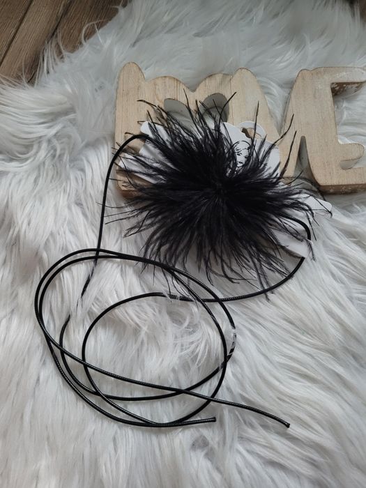 Naszyjnik choker pasek piórka czarny