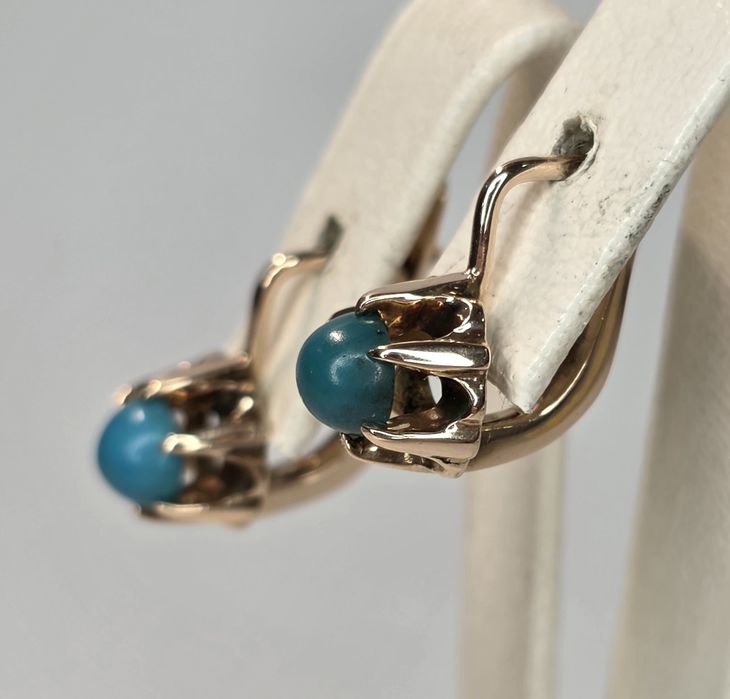 Золотые серьги с бирюзой ссср