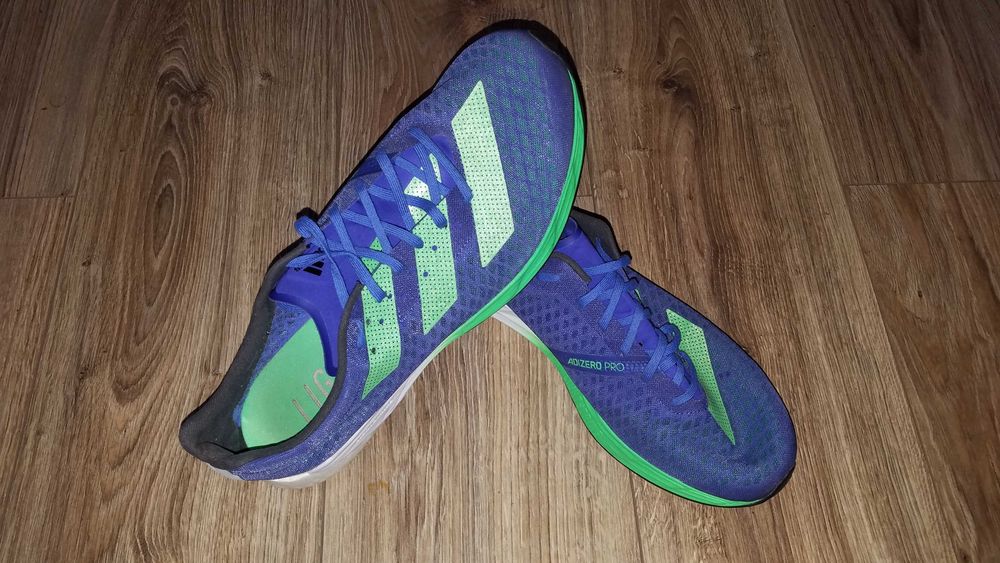 Buty ADIDAS Adizero PRO 44/45 28.5cm biegowe sportowe Continental LightStrike niebieskie stan BDB