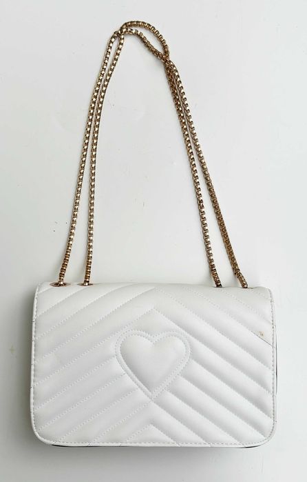 Torebka Torba Biała Pikowana YSL Yves Saint Laurent Złota Listonoszka