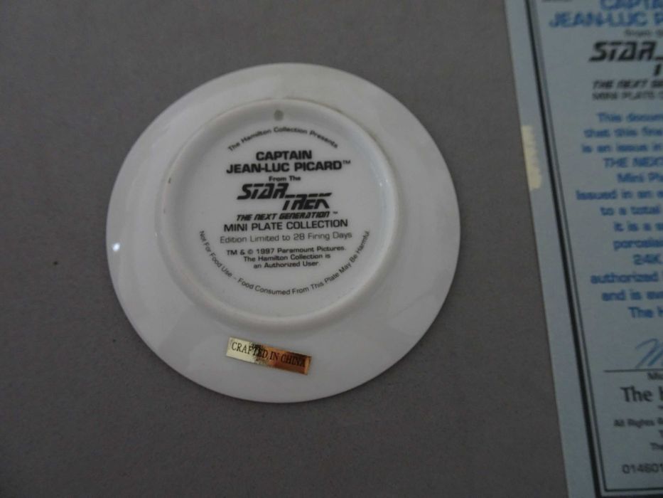 Prato Star Trek Captain Jean-Luc Picard com certificado autenticidade