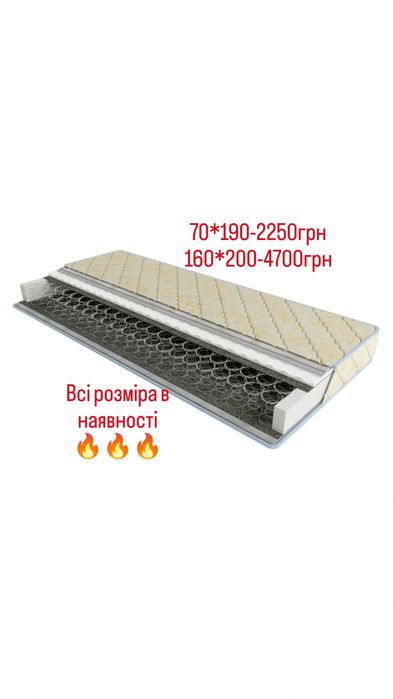Пружинні односпальні двоспальні матраци всі розміри безпружинний в наявності у Львові всі розміри  Склад готових матраців та ліжок