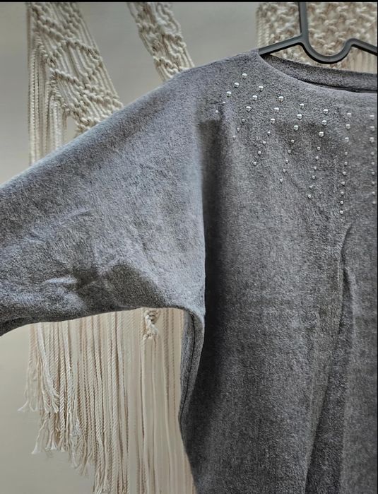 Szary damski sweterek bluzka kimono do pracy  36/38