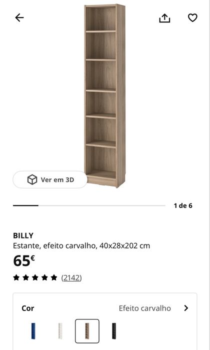 2 Estantes IKEA Billy efeito Carvalho