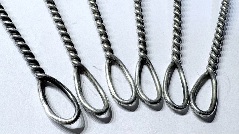 antigo conjunto de 6 colheres de café em prata alemã contrastada