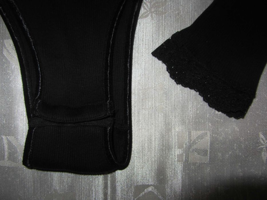 Шовковий боді Jjb Benson чорний комбідрес з мереживом в рубчик р. L-XL