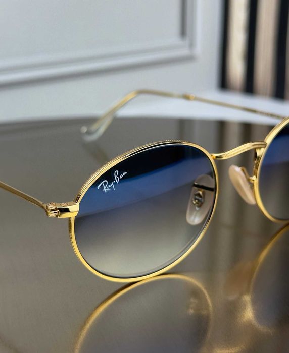 Сонцезахисні окуляри Ray-Ban RB3547 N золото, блакитна градієнтна лінза, овальні, подвійна перемичка, унісекс, оригінал