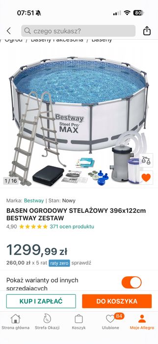 Basen bestway 396x122 nowy! Oryginalnie zapakowany