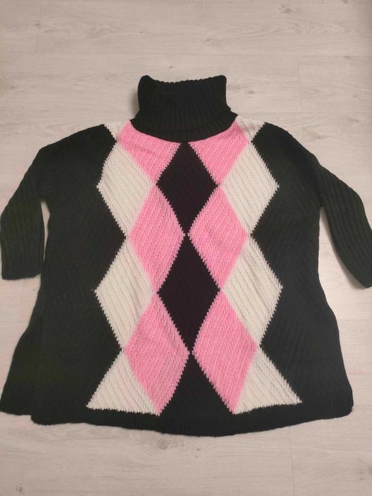 Sweter golf w różowe romby Lidia Kalita