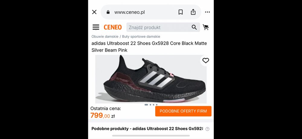 Buty adidas Ultraboost 22 Shoes Gx5928 Core
