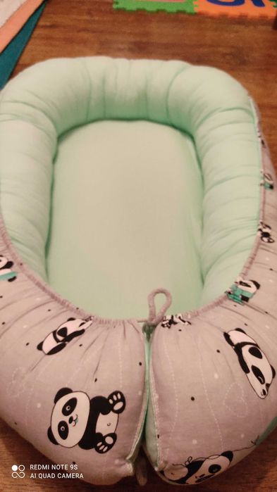 Kokon niemowlęcy szaro-miętowy w pandy