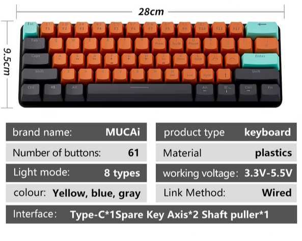 Механічна клавіатура [61-key] RGB-підсвітка / червоні світчі / хотсвап