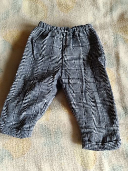 Spodnie na chrzest 62 w kratkę ocieplane