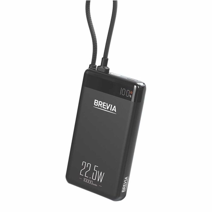 Повербанк Brevia ePower 10000mAh 22,5W SuperSlim LCD чорний металік