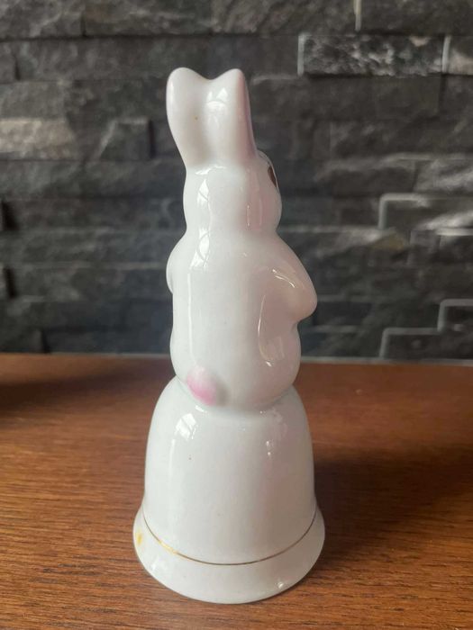 Zając królik porcelanowy dzwoneczek dzwonek