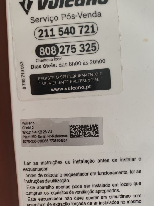 Esquentador ATM Vulcano WRD11-4 KB 23 VU 11L (1ano garantia)